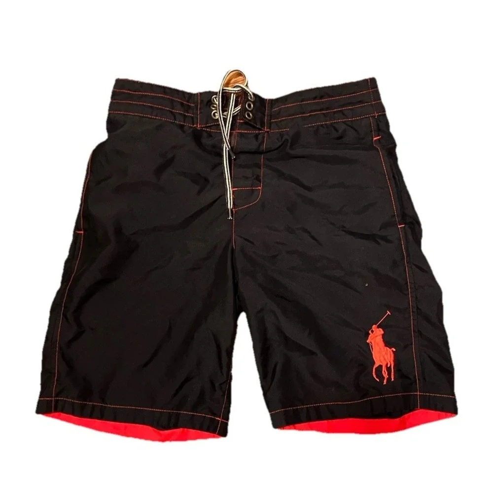 Polo Ralph Lauren Big Pony Swim Trunks Board Shorts Sz 10/12‎ Navy Red